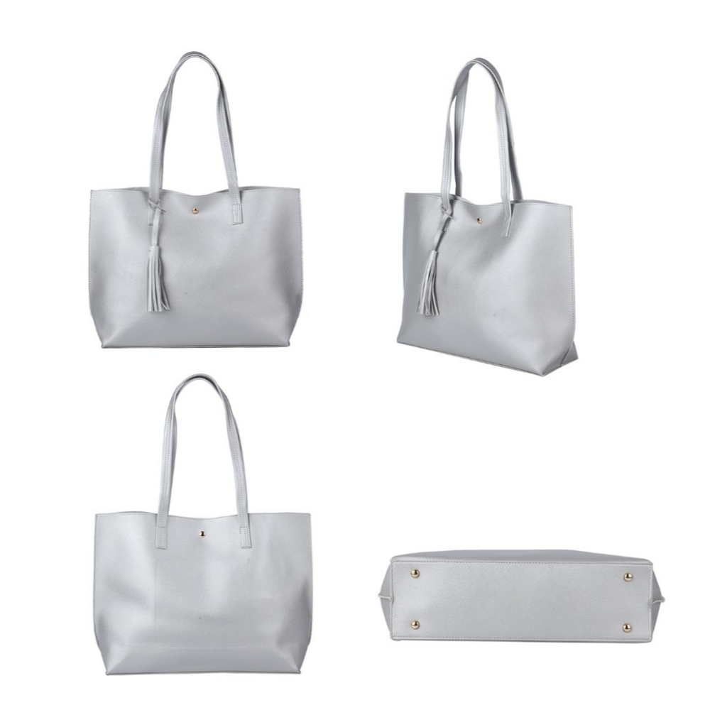 NWT Passage Silver Faux Leather Tote - Picture 7 of 9